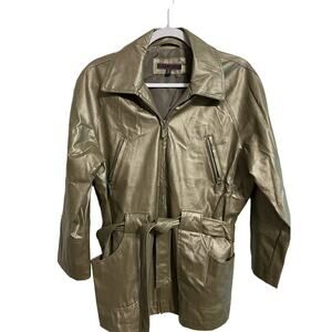 Hypo Active Jacket Collared Belt Metallic Chartreuse Size Large Waist Length